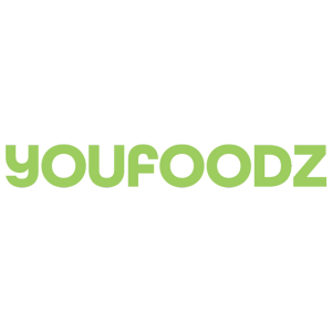 The Youfoodz logo features the brand name "YOUFOODZ" in bold, rounded, green letters on a transparent background.
