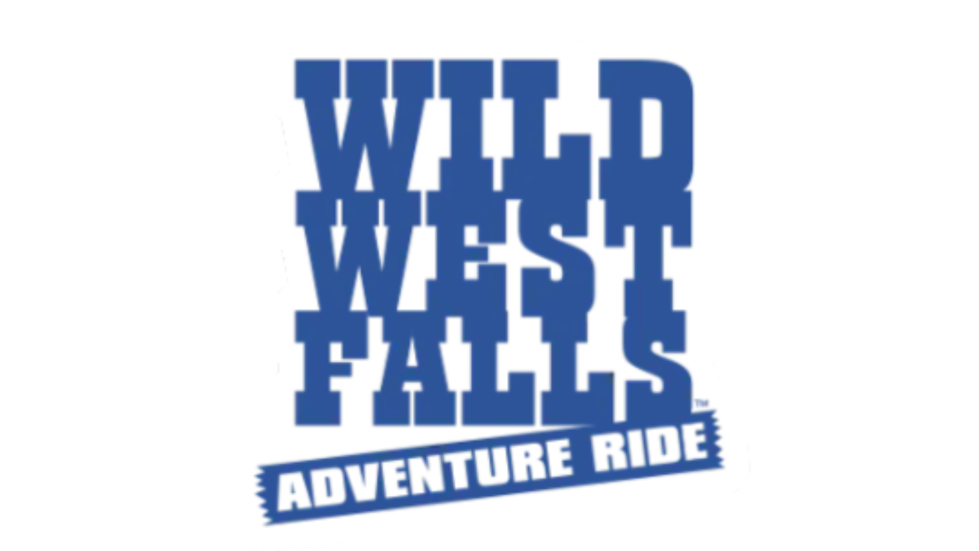 Blue and white logo reading "Wild West Falls Adventure Ride" in bold, western-style text.