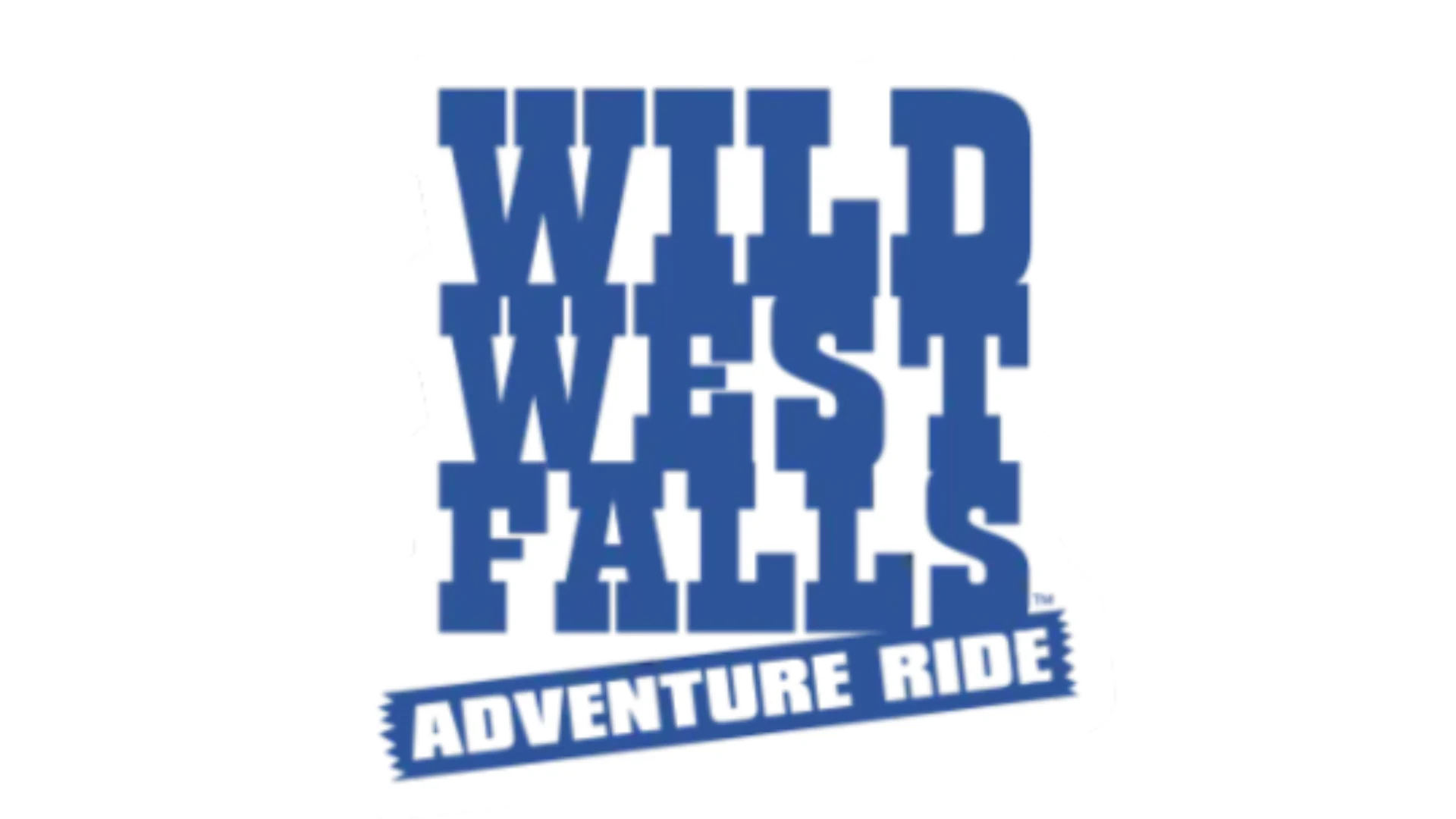 Blue and white logo reading "Wild West Falls Adventure Ride" in bold, western-style text.