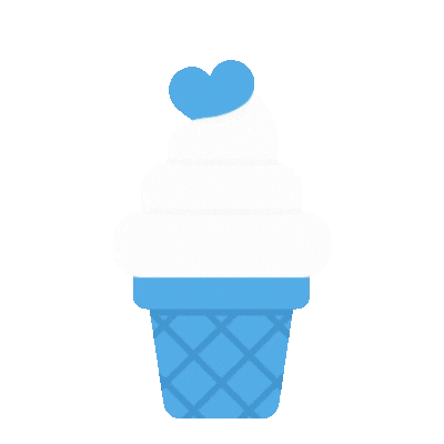 Line drawing of an ice cream cone with a single scoop and sprinkles on the ice cream. GIF 