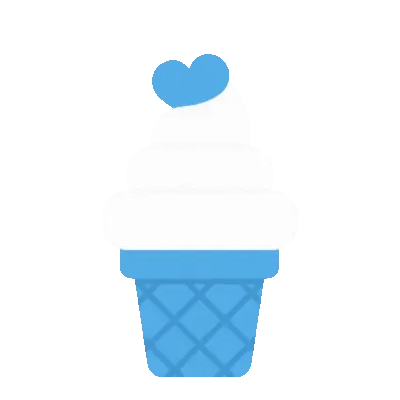 Line drawing of an ice cream cone with a single scoop and sprinkles on the ice cream. GIF