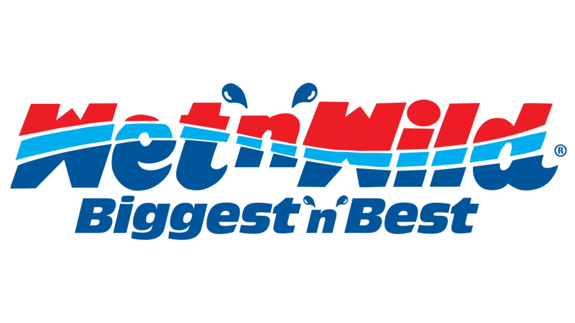 Logo of Wet'n'Wild with the tagline "Biggest 'n' Best" in blue and red letters on a white background.
