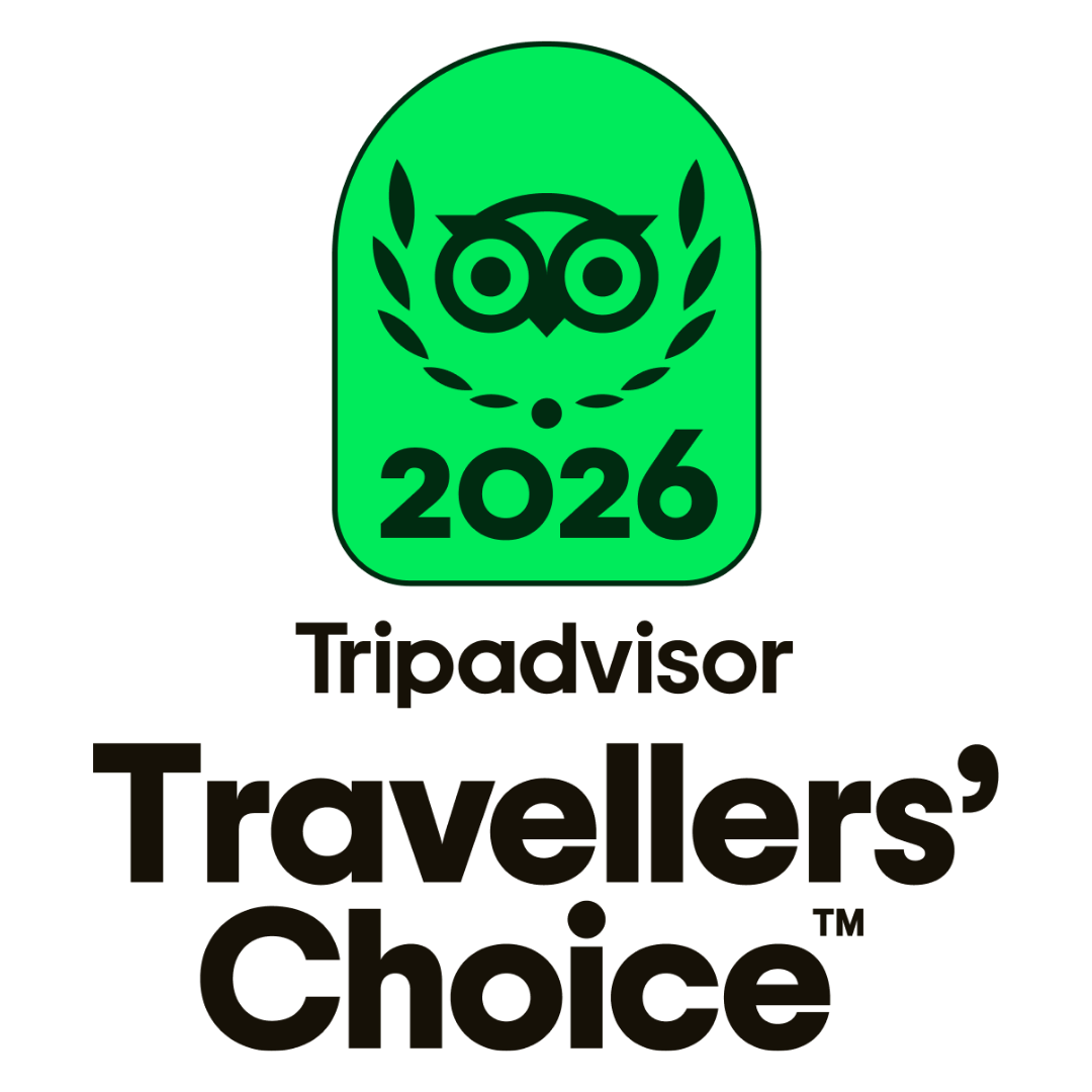 2026 Tripadvisor Travellers’ Choice award logo featuring a green badge with an owl icon and laurel, with “2026” below and “Tripadvisor Travellers’ Choice” written in bold black text underneath.