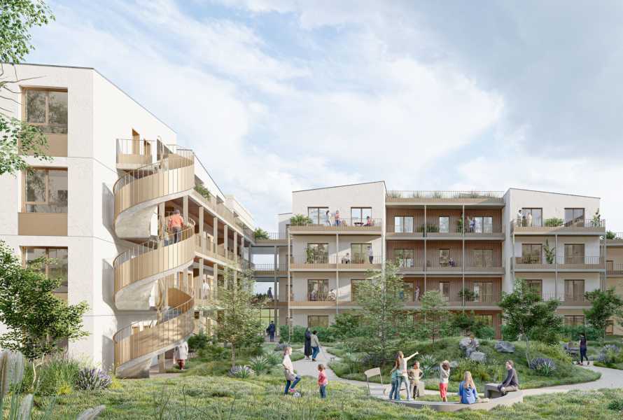 Grand Paris Aménagement et GA Smart Building  - 1er démonstrateur de logements en accession en 100 % hors-site bois à Saint-Cyr-l’École (78)