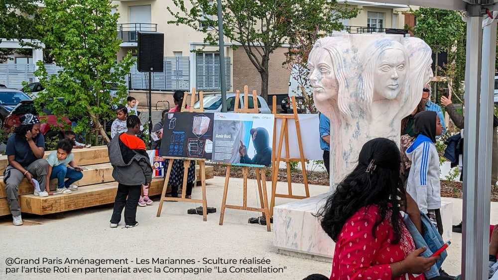 Grand Paris Aménagement - Les Mariannes - Sculpture réalisée par l'artiste Roti en partenariat avec la Compagnie La Constellation