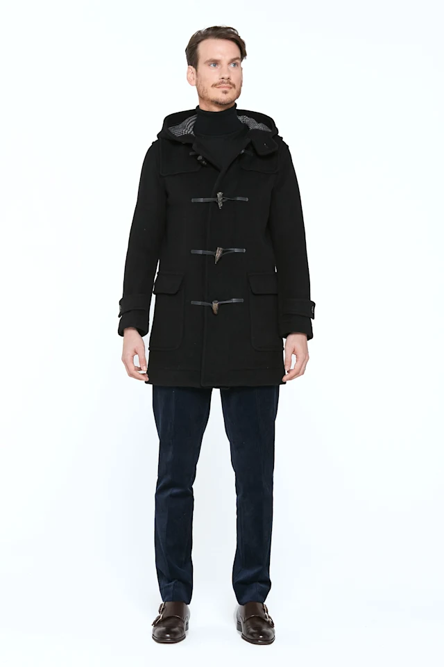 London Tradition M5 Black-POW Duffle Coat Front