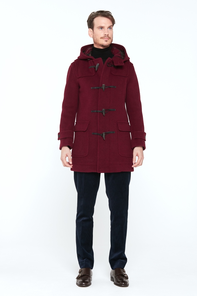 London Tradition M5 Duffle Coat Wine Front