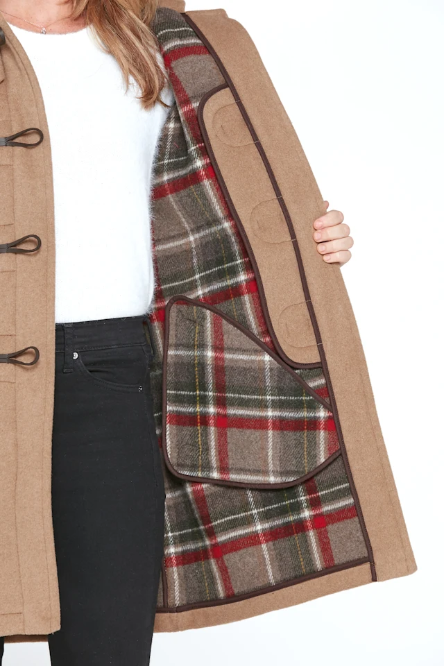 London Tradition Martina Long Welt Ladies Duffle Coat Camel Inside