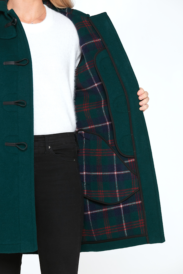 London Tradition Martina Long Welt Ladies Duffle Coat British Racing Green Inside