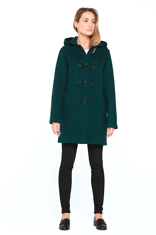 London Tradition Martina Long Welt Ladies Duffle Coat British Racing Green Front