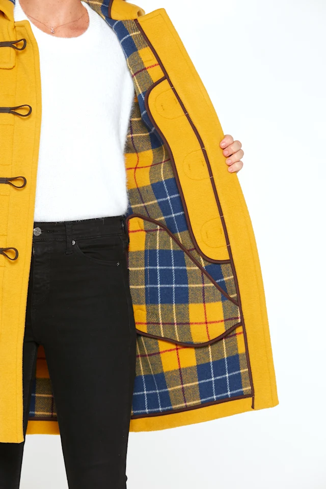 London Tradition Martina Welt Ladies Duffle Coat Yellow Inside