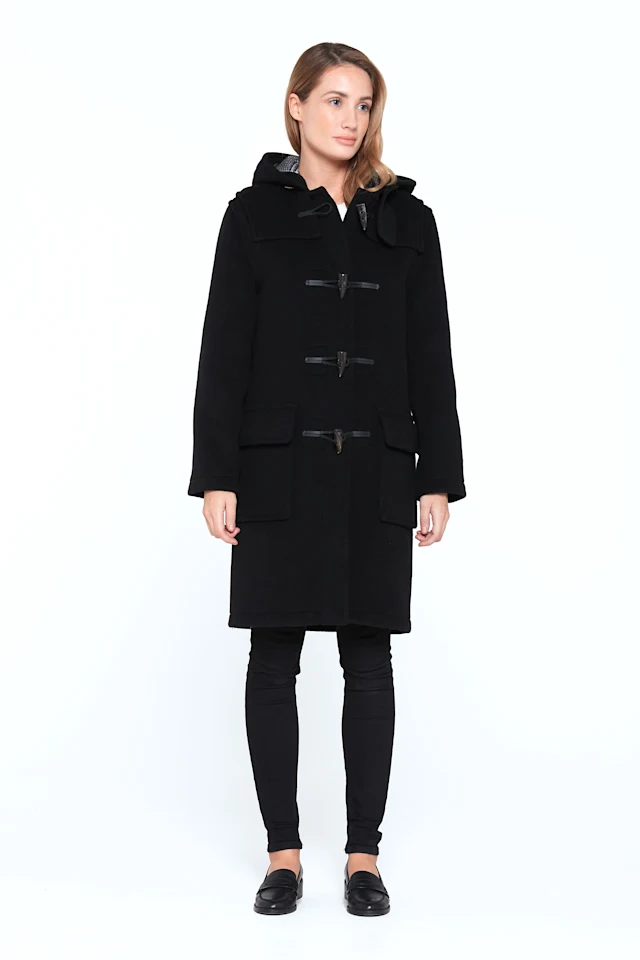 Emily Ladies Duffle Coat Black 01