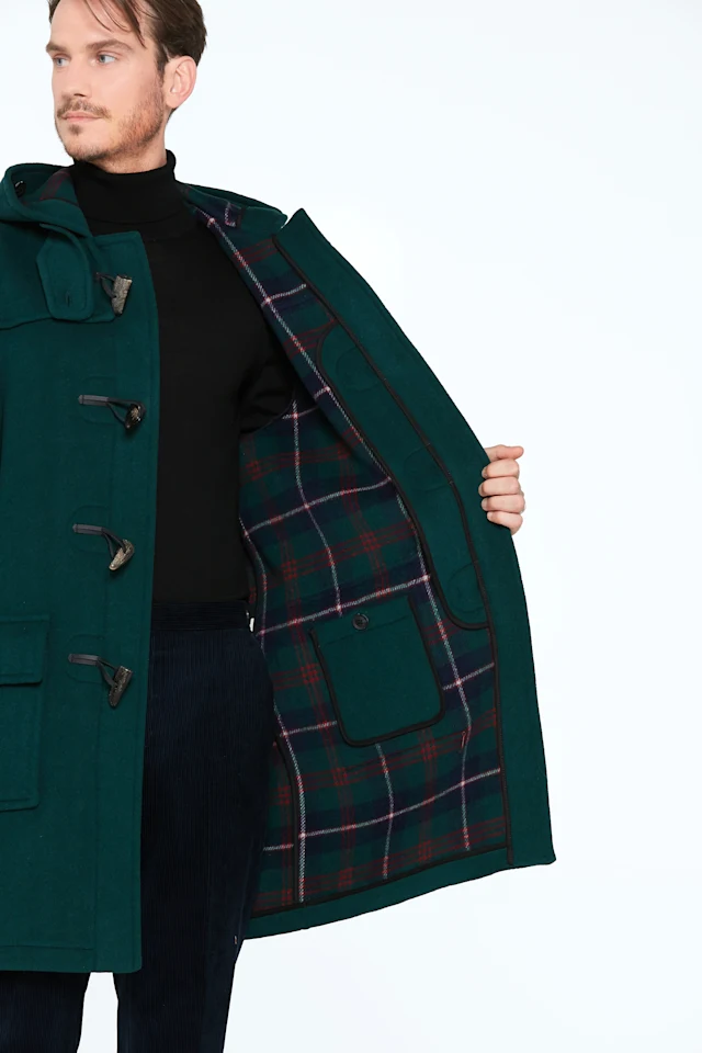 Martin British Racing Green London Tradition Mens Duffle Coat Inside View