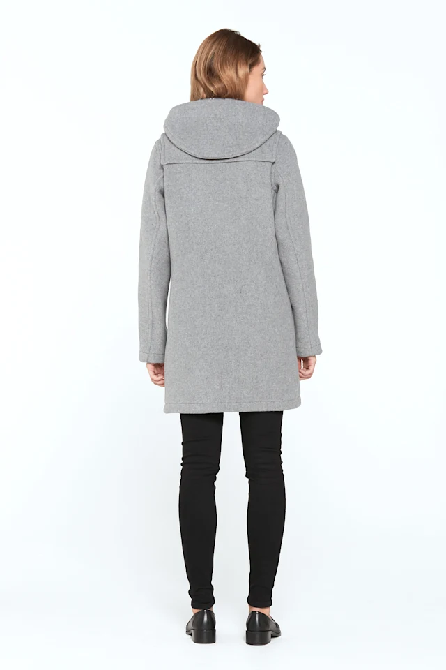 London Tradition Martina Welt Ladies Duffle Coat Pearl Grey Back