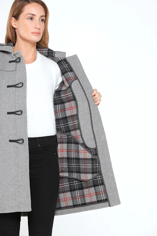 London Tradition Martina Welt Ladies Duffle Coat Pearl Grey Inside