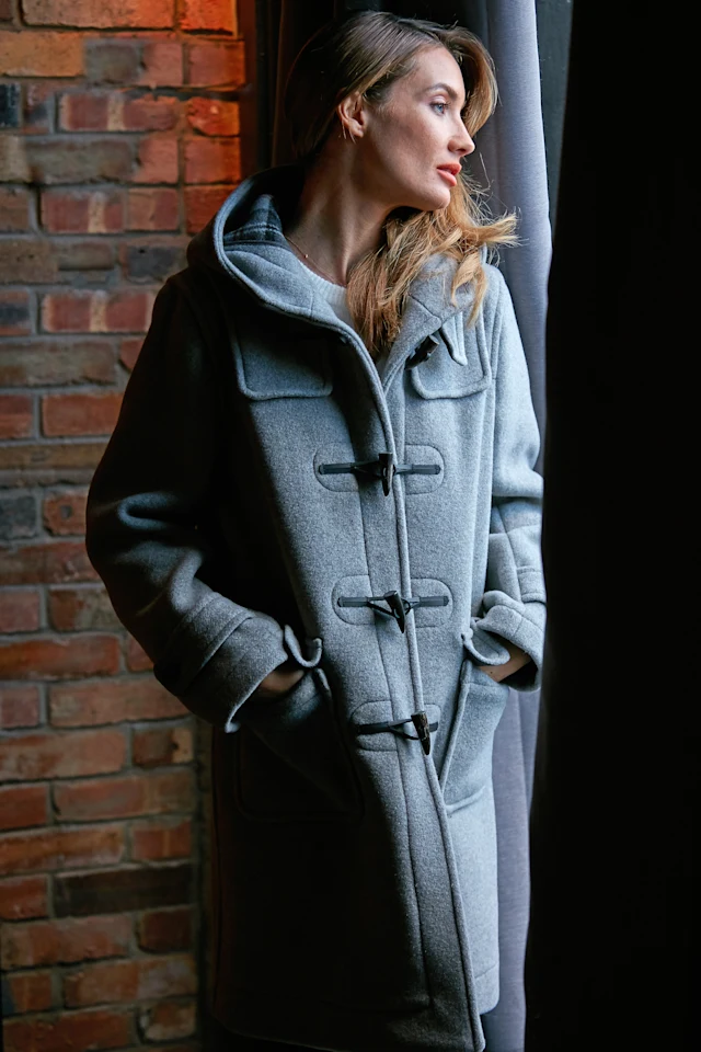 Erica Ladies Duffle Coat in Pearl Grey