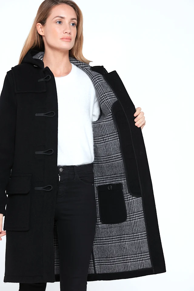 Emily Ladies Duffle Coat Black 02
