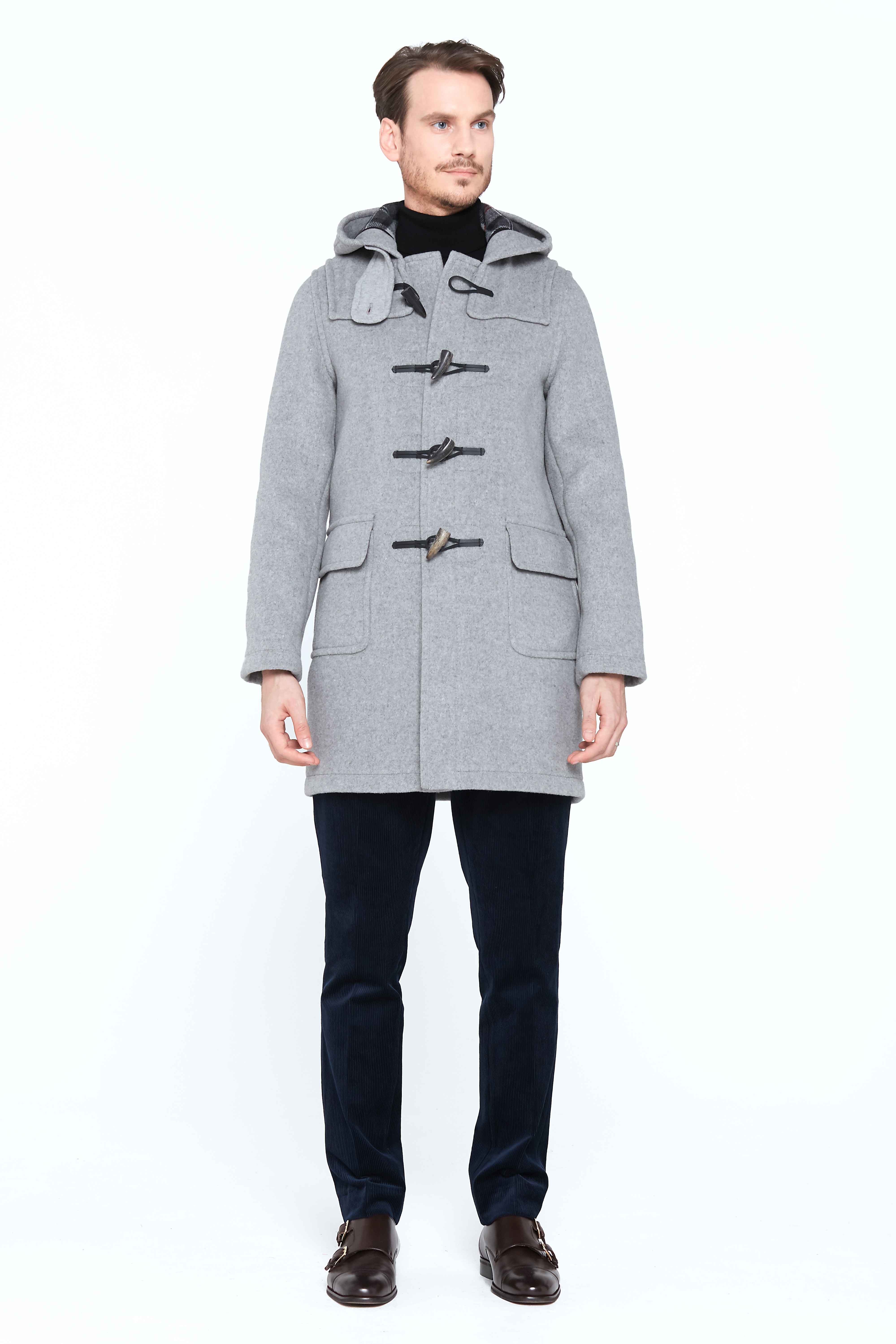 Martin SLM Long Duffle Coat - Grey | London Tradition