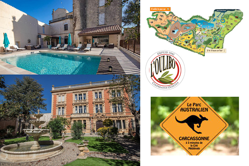 © Carcassonne Australian Park © Oulibo olive oil mill in Bize-Minervois © Sigean African Reserve  