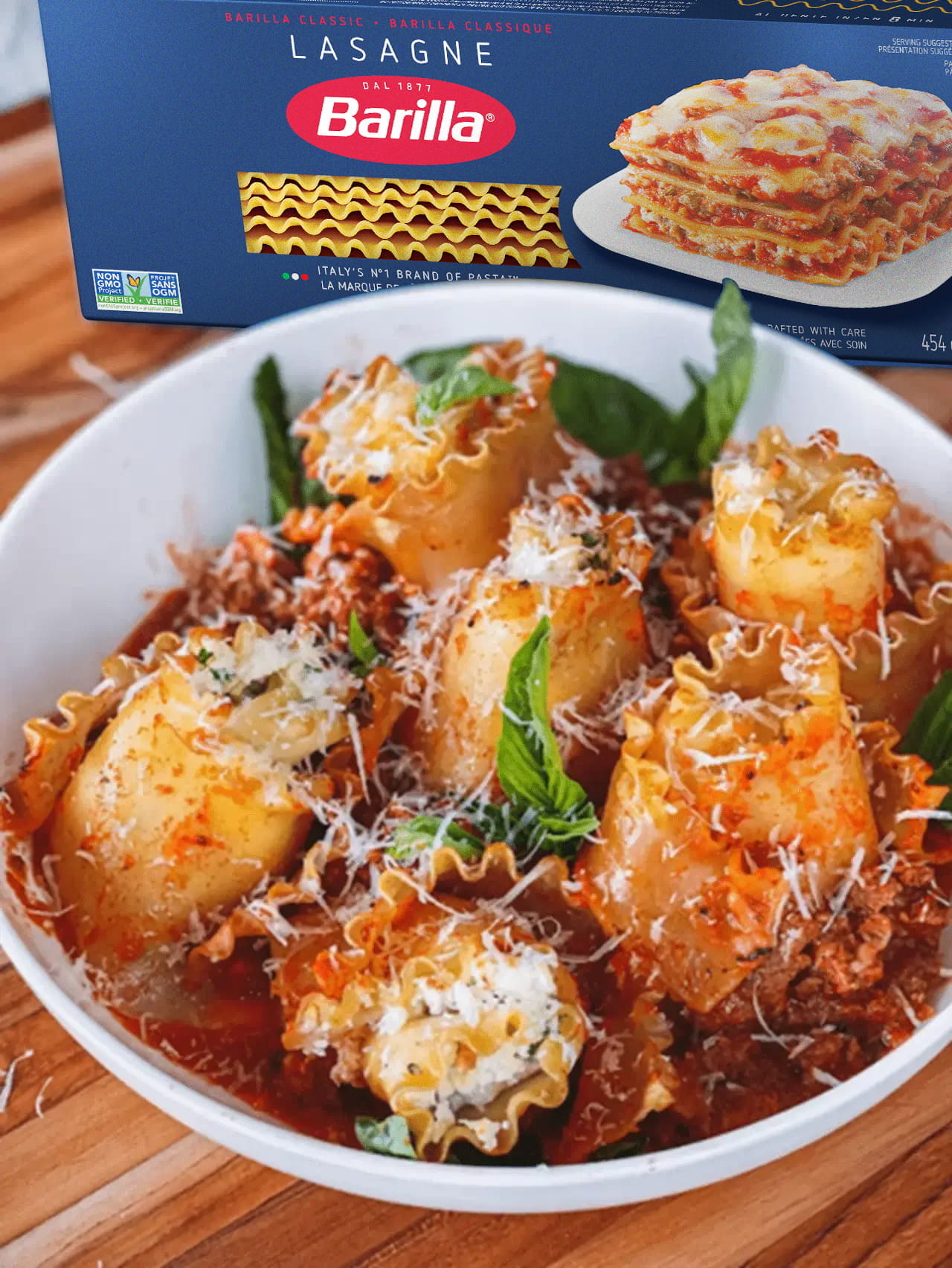 Roses de pâtes lasagne Barilla