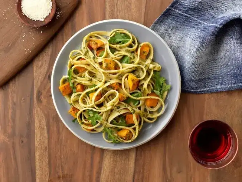 Barilla® Fettuccine with Pesto, Arugula, Butternut Squash & Asiago Cheese