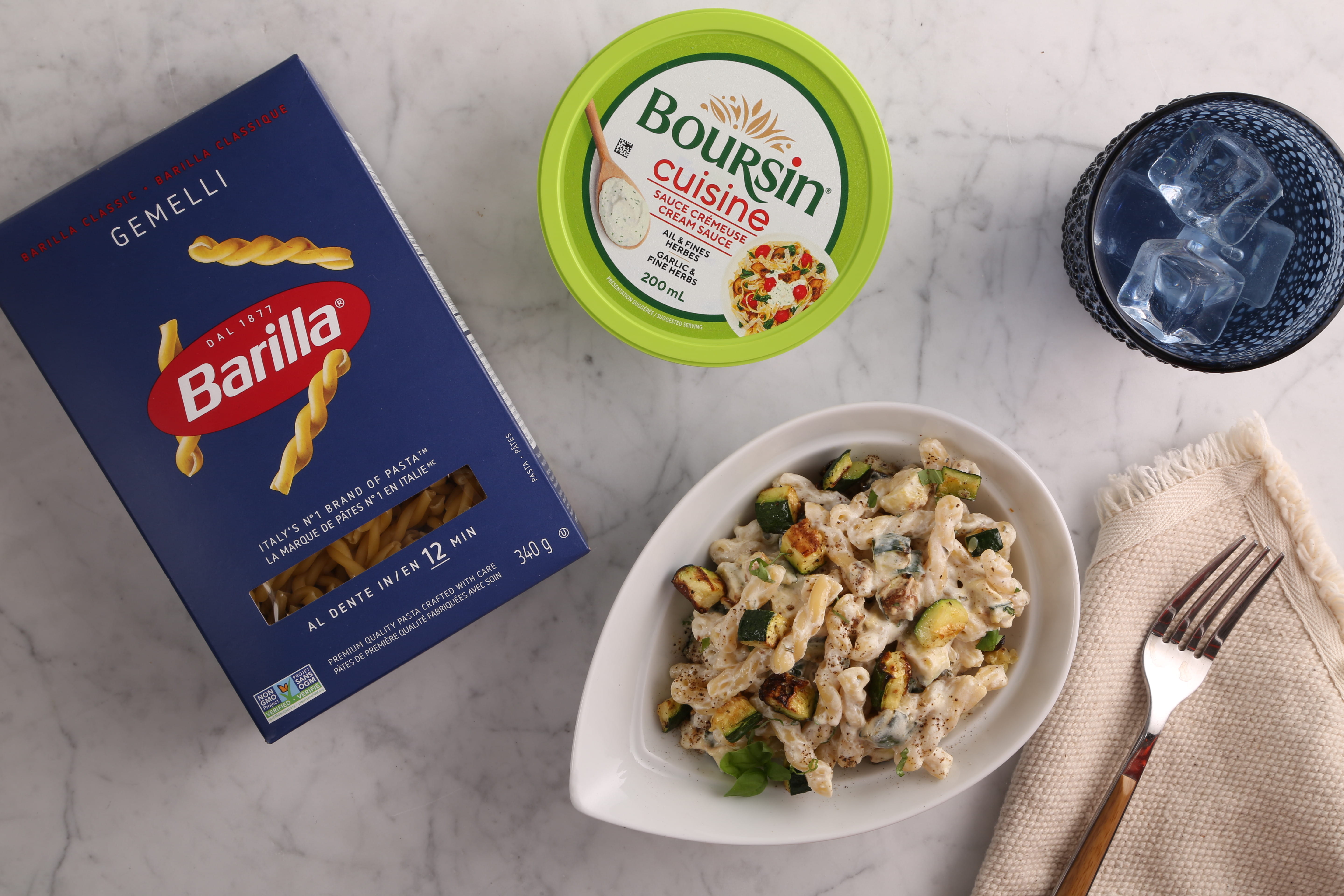 Gemelli Pasta with Roasted Zucchini, Garlic and Herbs Boursin Cuisine