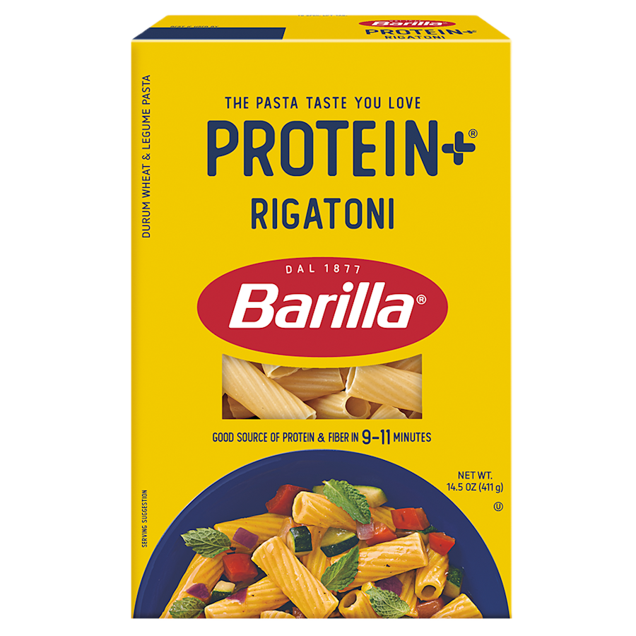 Barilla+® Protein+® Rigatoni 2025 Product Packaging