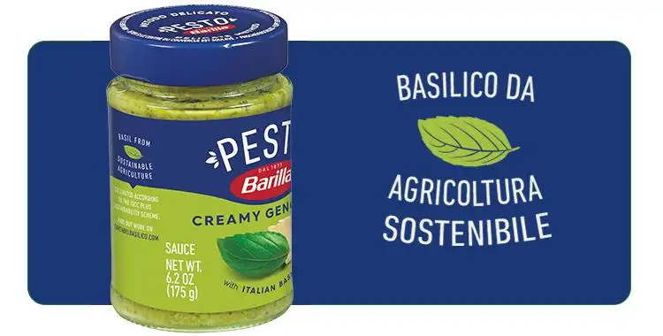 Jar of Pesto with sustainability logo