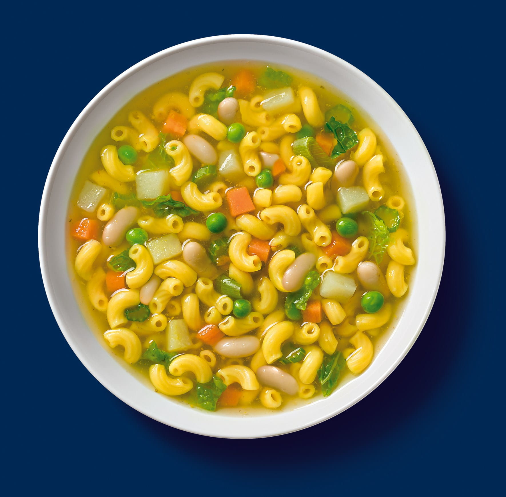 Pâtes macaroni Barilla sans gluten avec soupe aux légumes