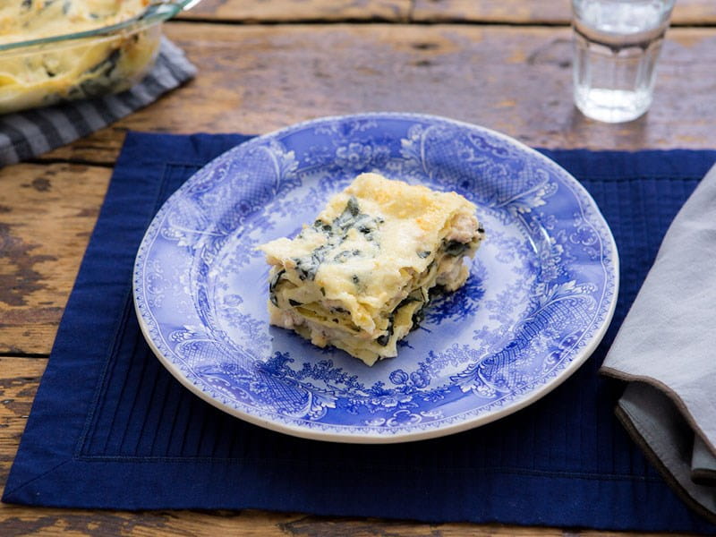 Pâtes lasagne Barilla avec poulet et épinards