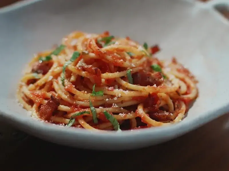 Bucatini Amatriciana with Pancetta and Romano Cheese | Barilla