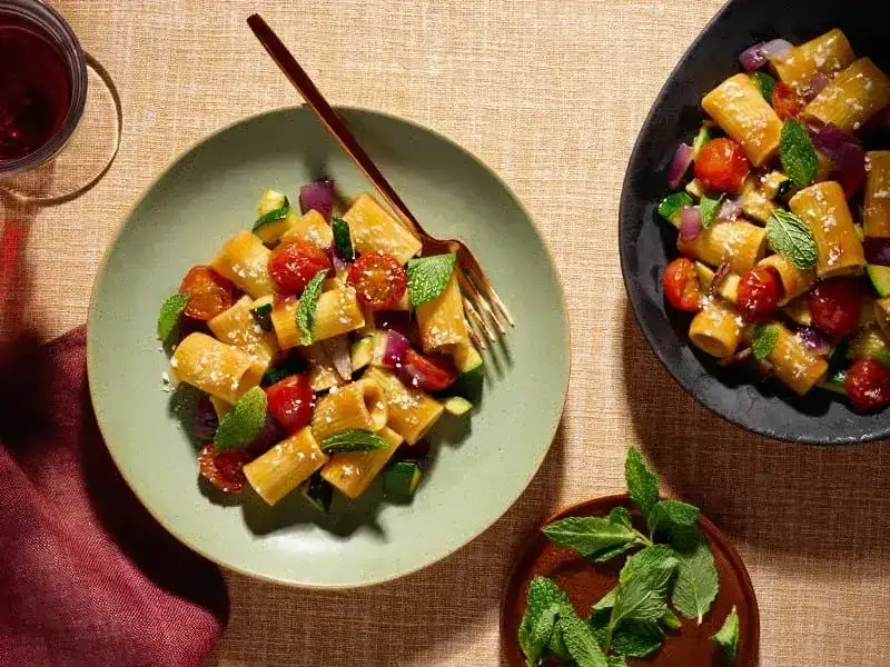 Barilla® Al Bronzo® Mezzi Rigatoni Pasta with Tomato, Zucchini and Mint Recipe