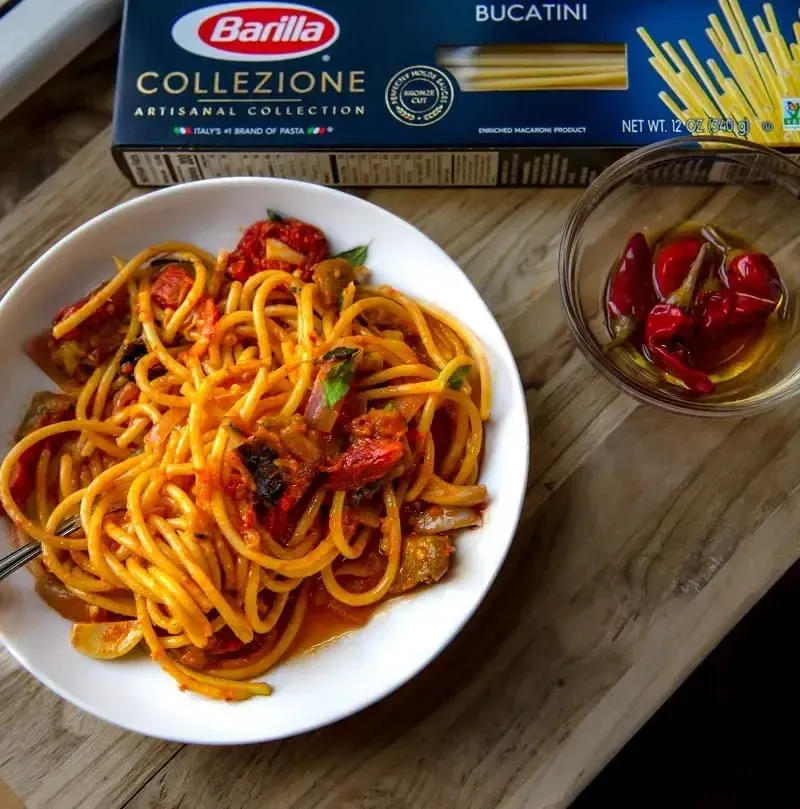 Bucatini Pasta with Eggplant, Colatura & Calabrian Chili Sauce | Barilla