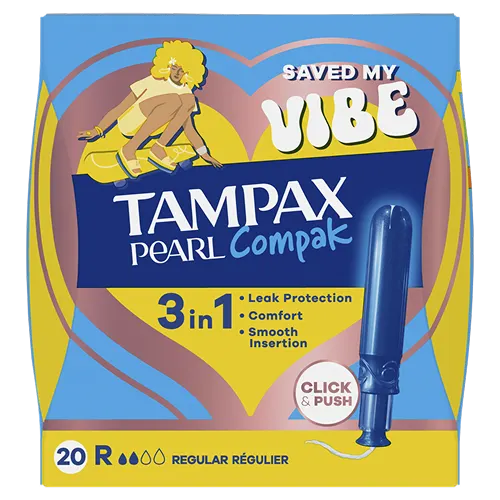 Tampons avec applicateur Tampax Pearl Compak Régulier 20ct