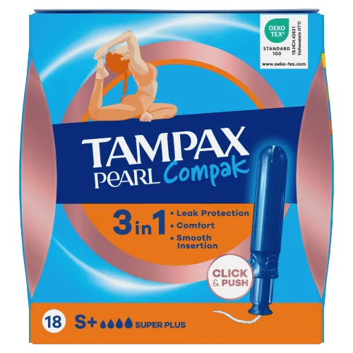 Tampons avec applicateur Tampax Pearl Compak Super Plus 18ct