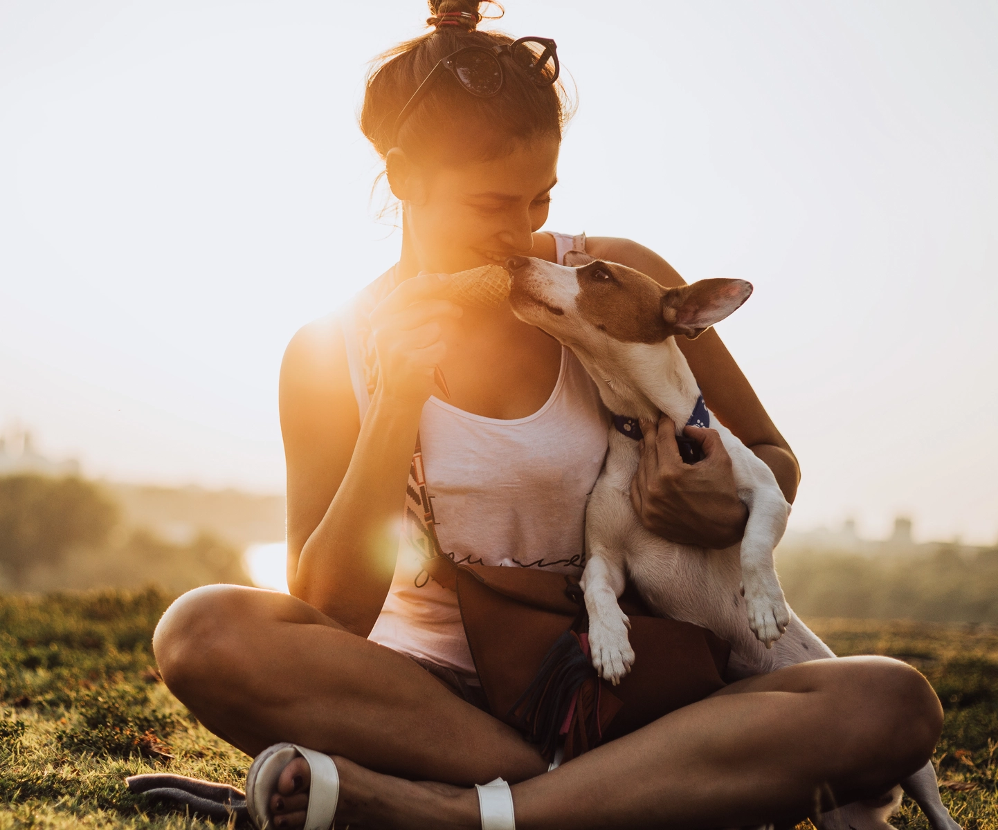 Prescription coverage - woman with dog on the grass