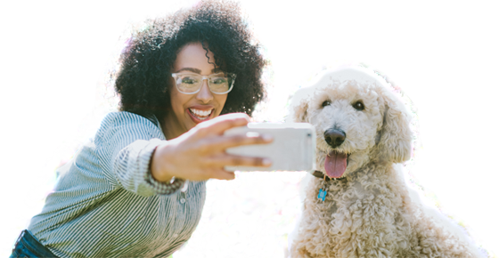 Ambassador Program Intro Hero Image Selfie woman and dog