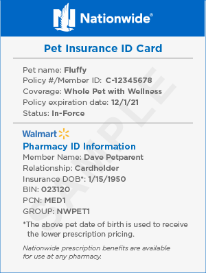 Sample Nationwide pet ID card