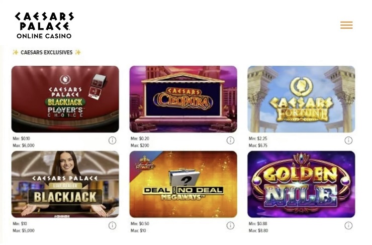 Caesars Palace Ontario Exclusive Games