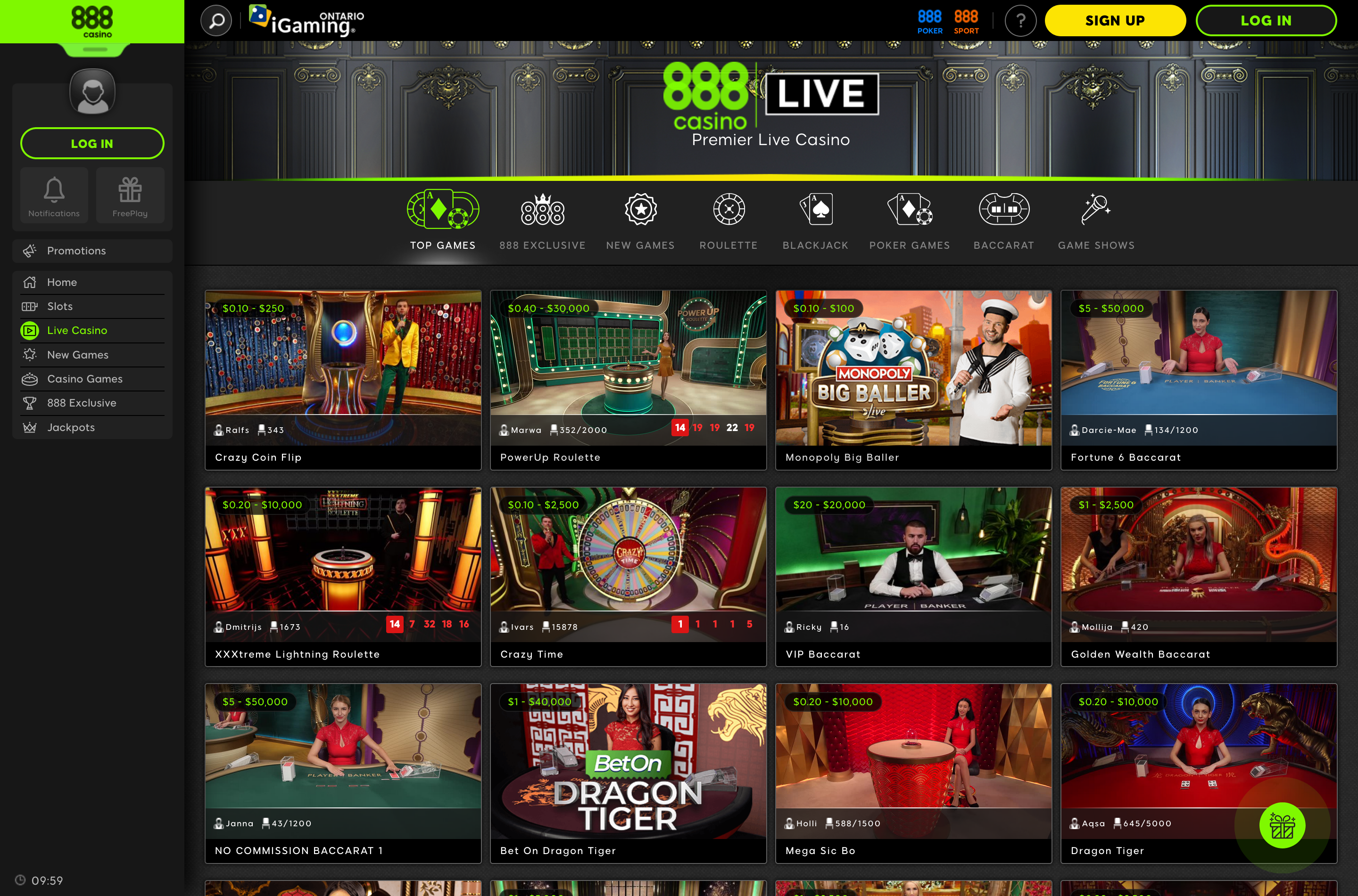 888 Ontario live casino