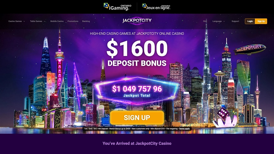 JackpotCity Casino $10 Minimum Deposit