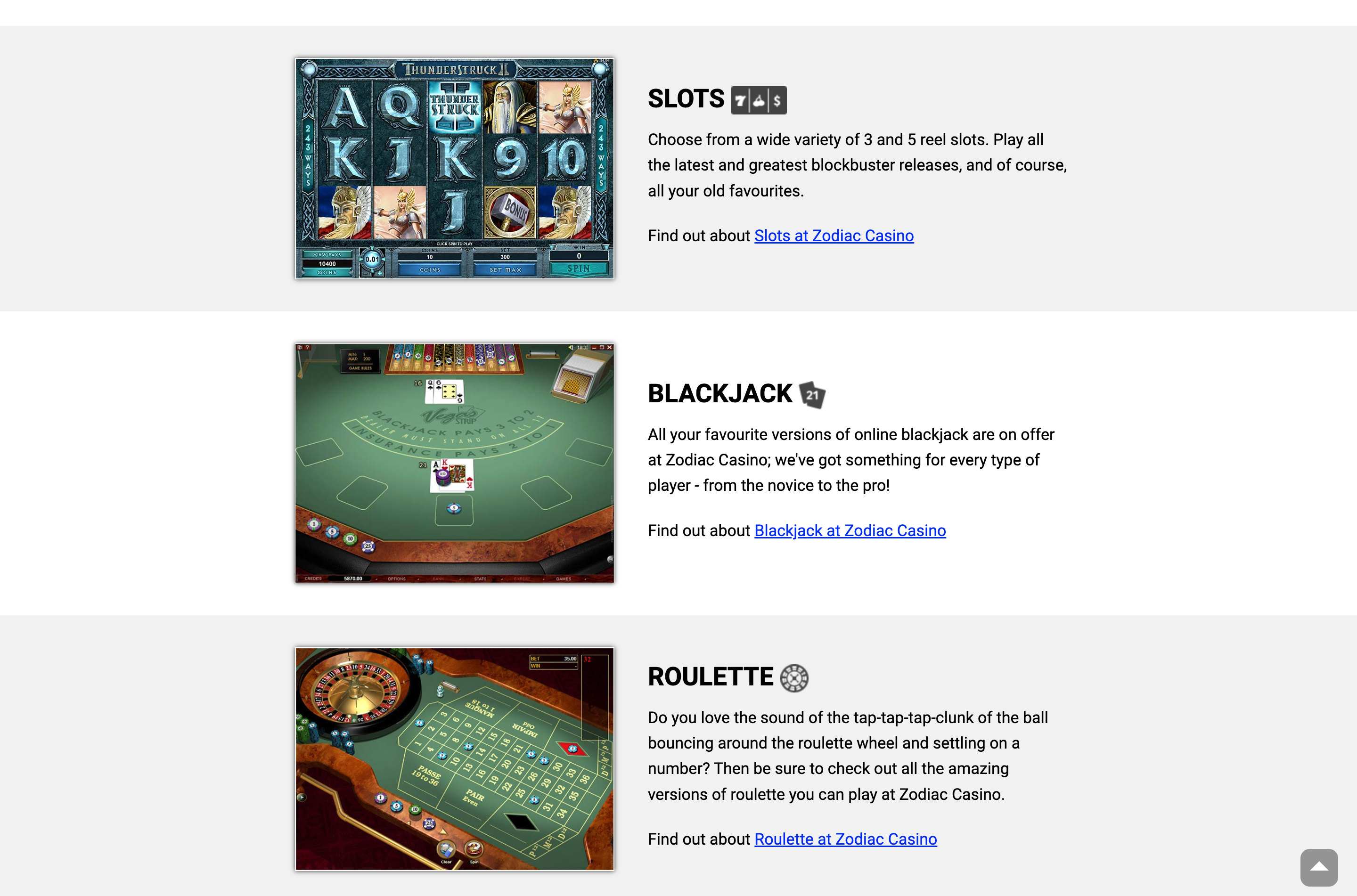 Zodiac Casino games