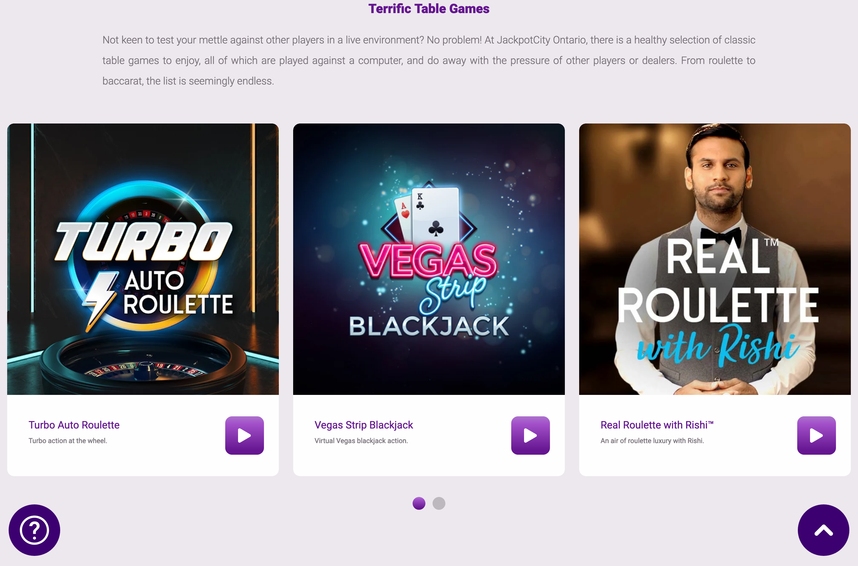 JackpotCity Casino Ontario table games