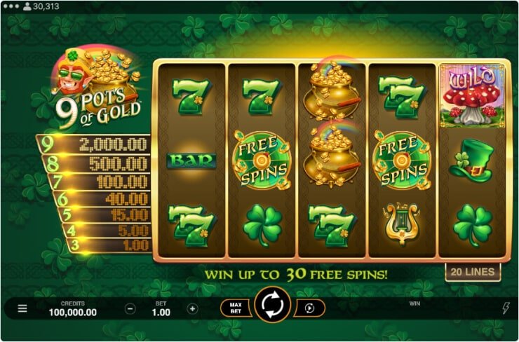 9 Pots of Gold Slots at Spin Casino