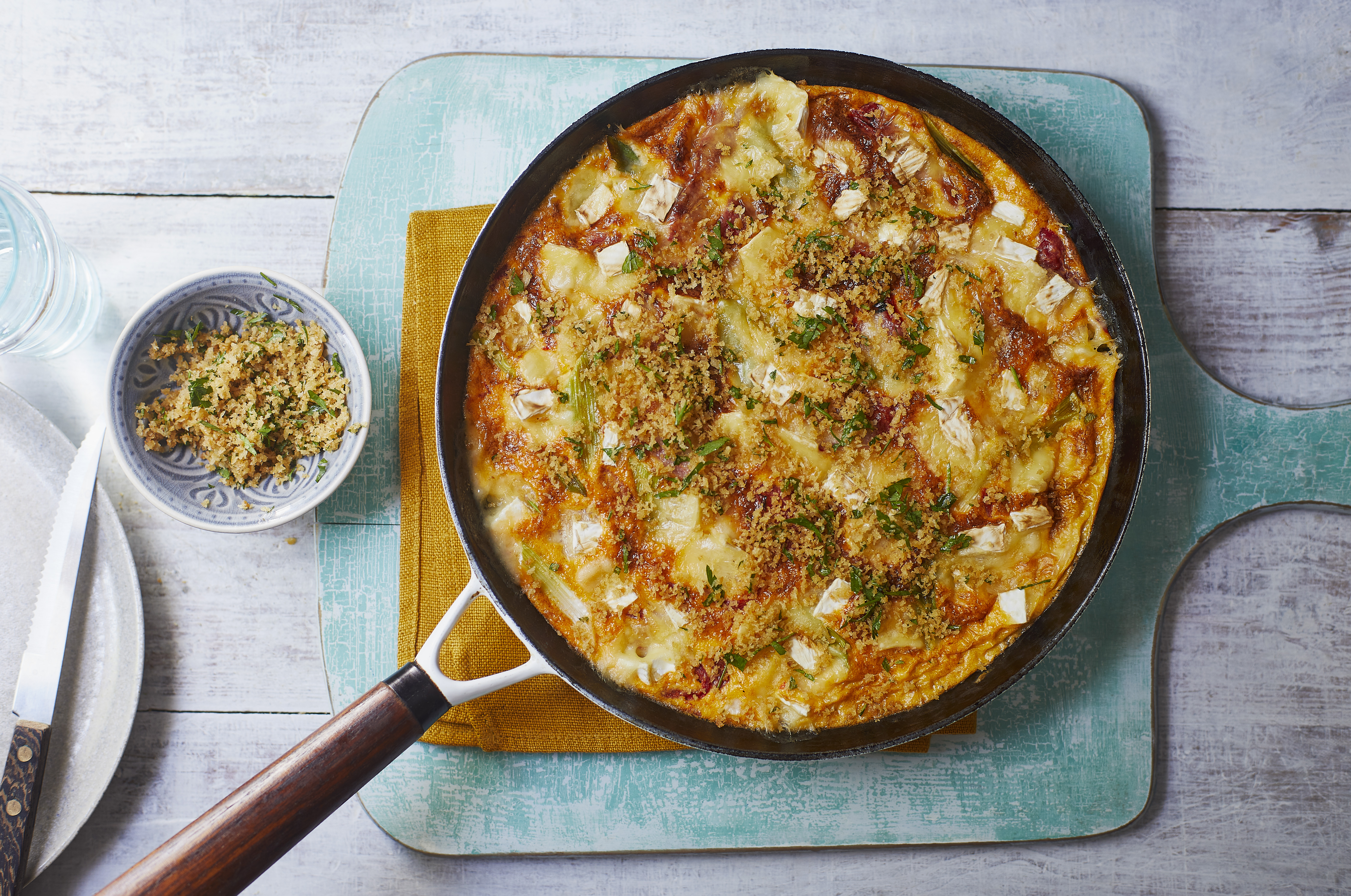 Spring Onion, Red Pepper and Brie Frittata
