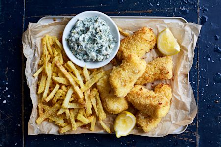 Fish Goujons and Chips with Tartar Sauce