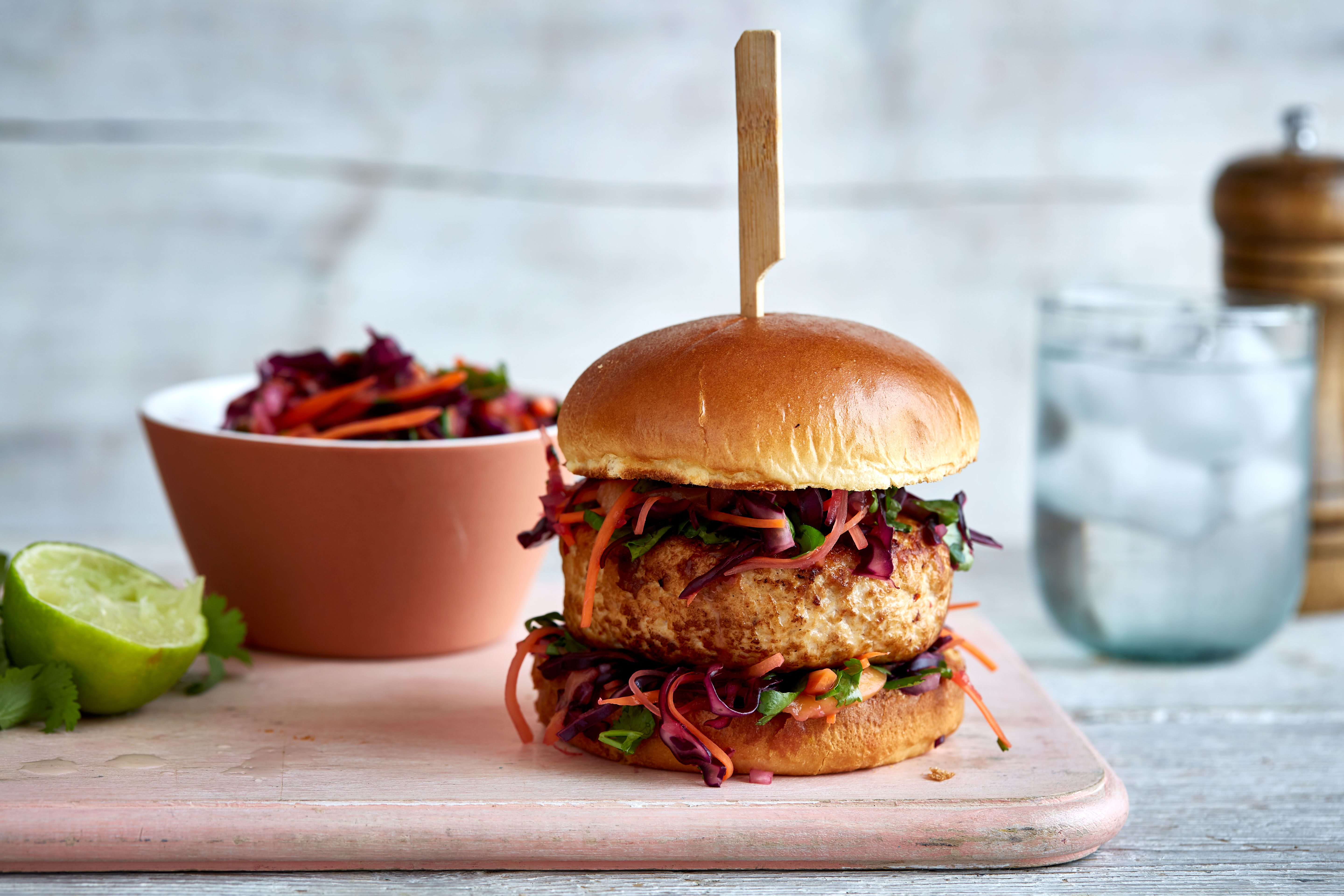 Thai Turkey Burger with Spicy Mango Slaw