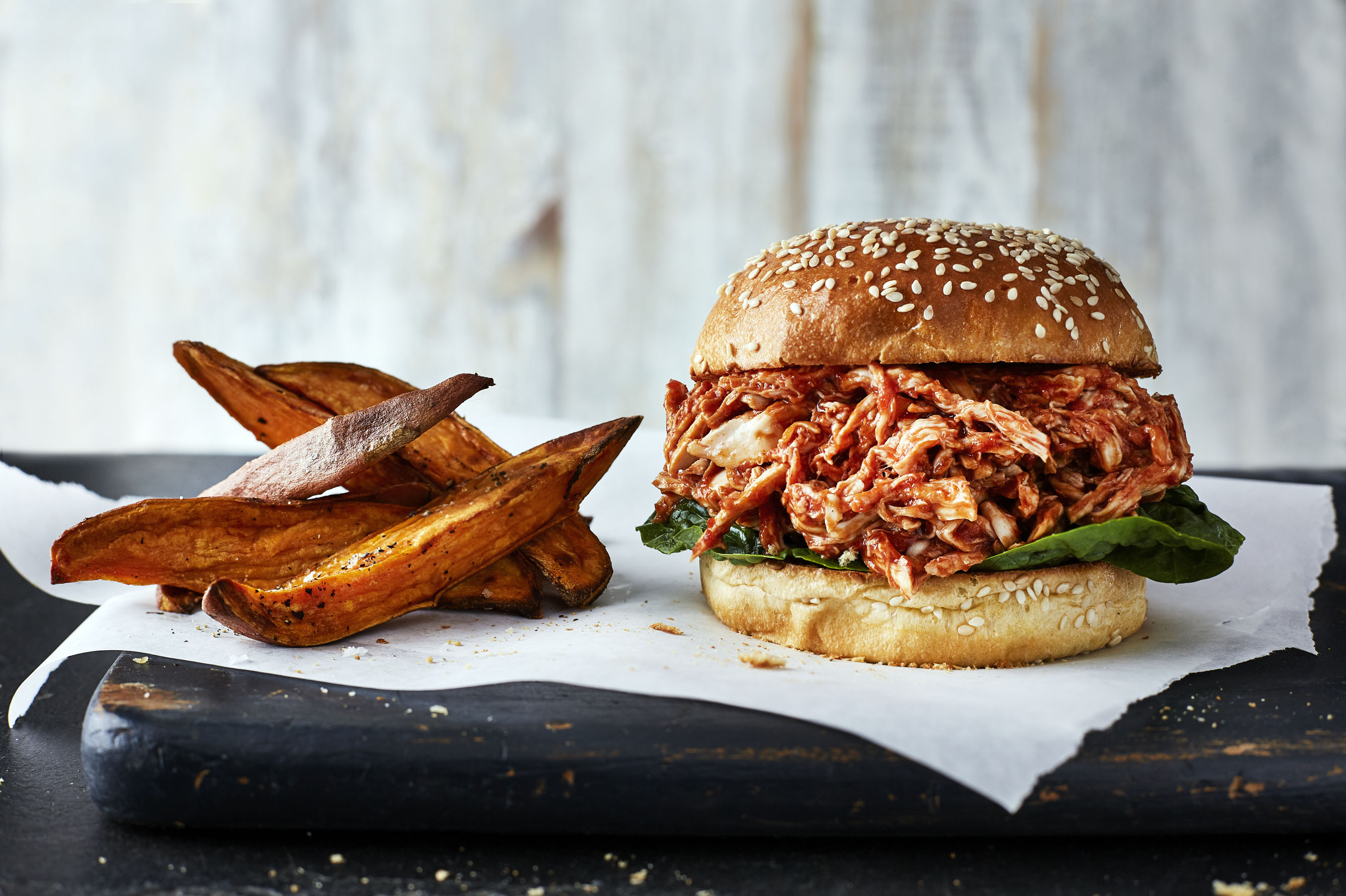 Smoky Pulled Chicken Burger