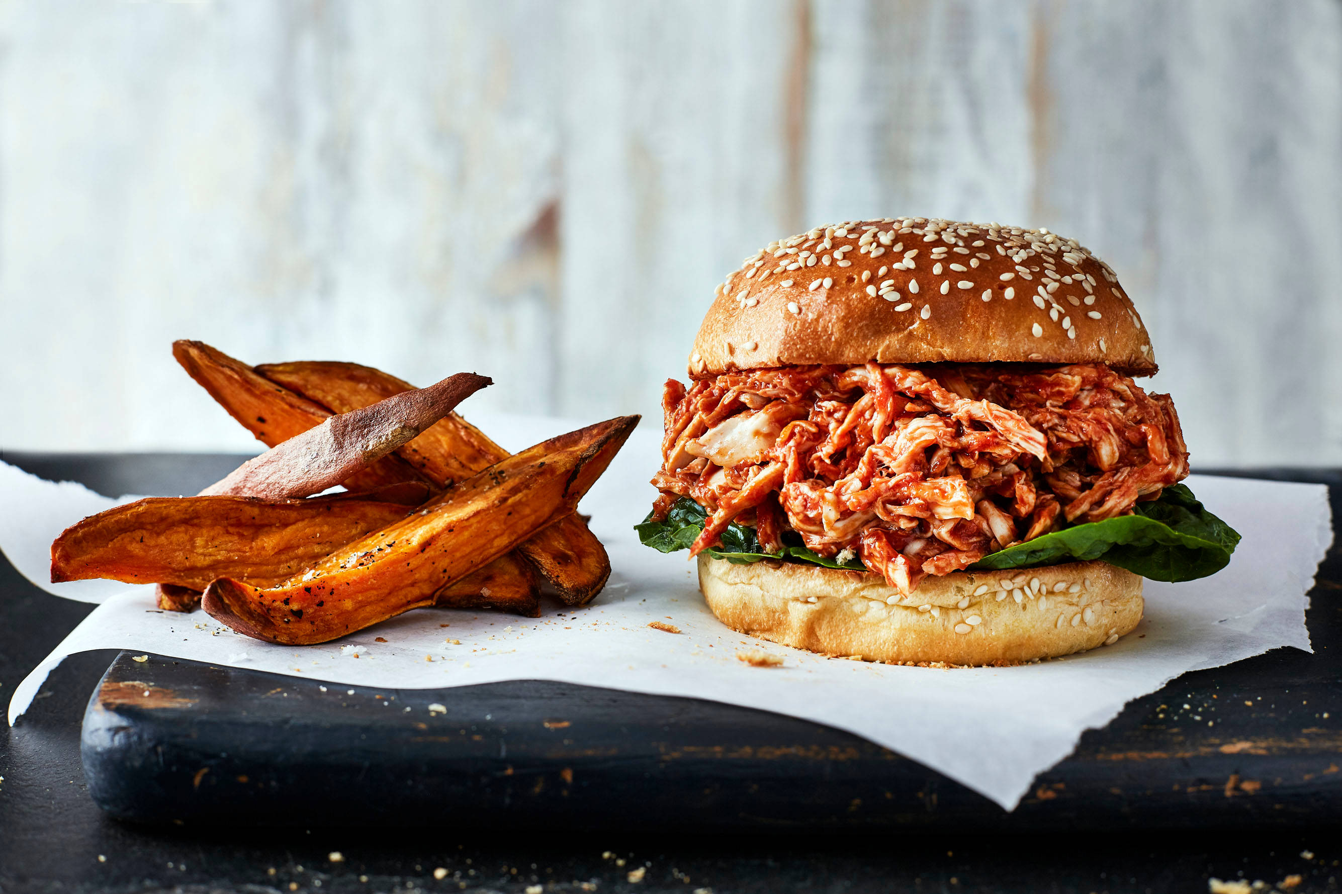 Smoky Pulled Chicken Burger