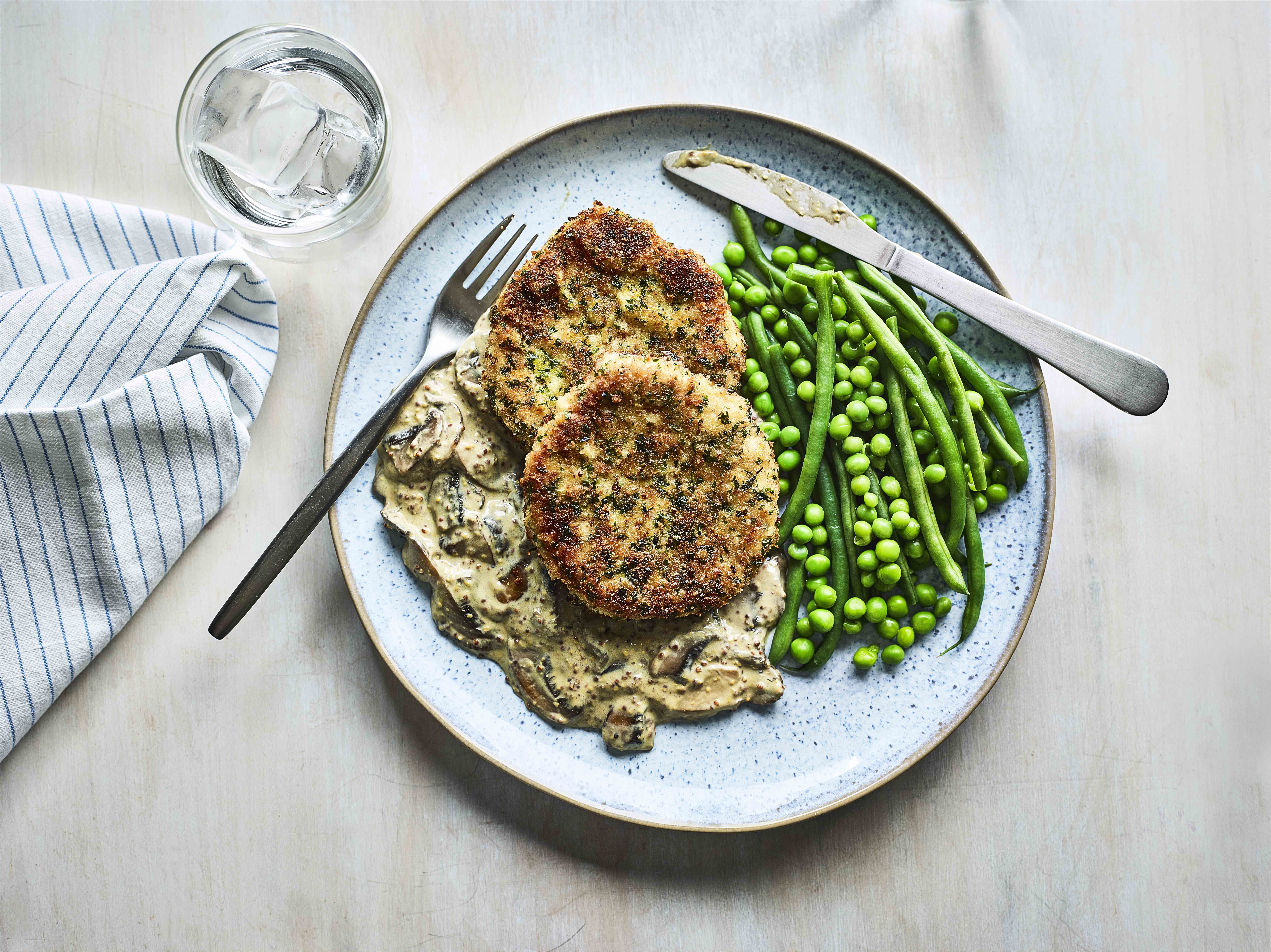 Pork Schnitzel with Creamy Garlic Mushrooms
